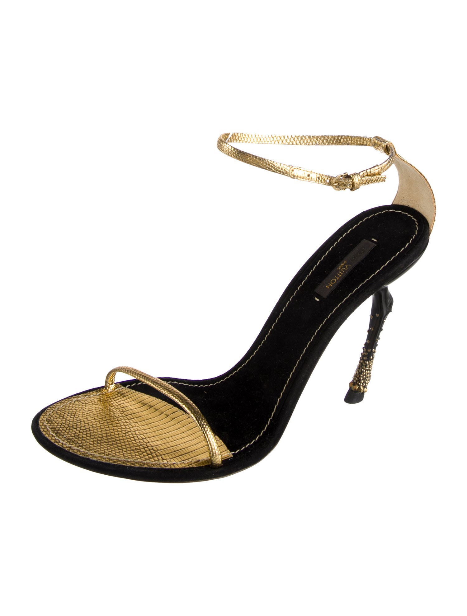 Louis Vuitton Leather Crystal Embellishments Sandals