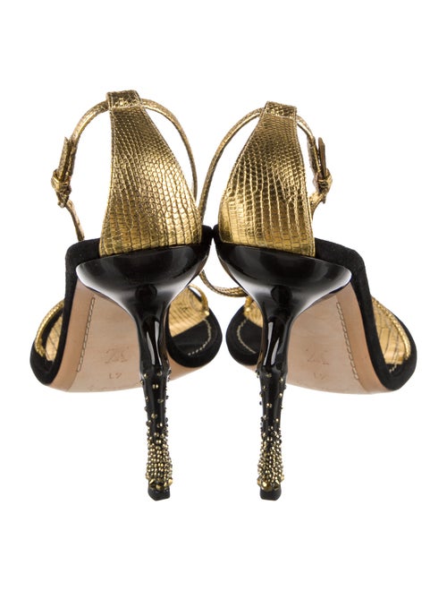 Louis Vuitton Leather Crystal Embellishments Sandals
