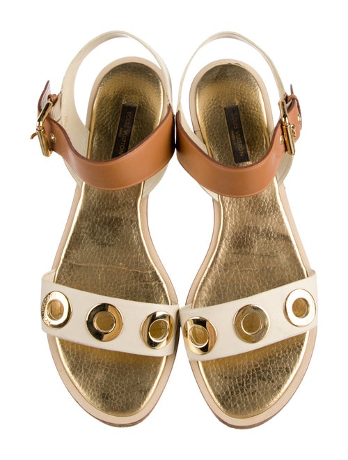 Louis Vuitton Leather Colorblock Pattern Slingback Sandals