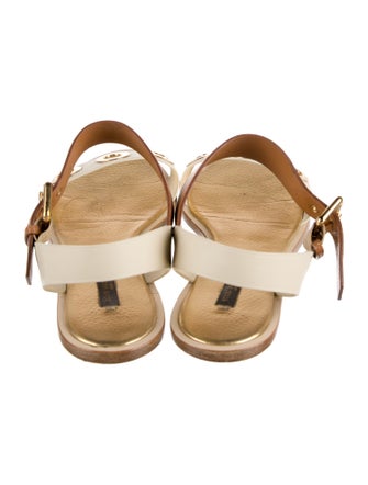 Louis Vuitton Leather Colorblock Pattern Slingback Sandals