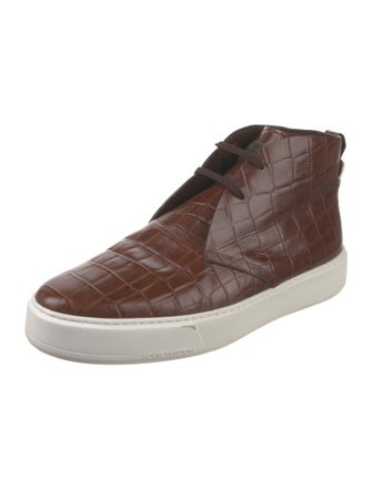 Louis Vuitton Embossed Leather Lace-Up Boots