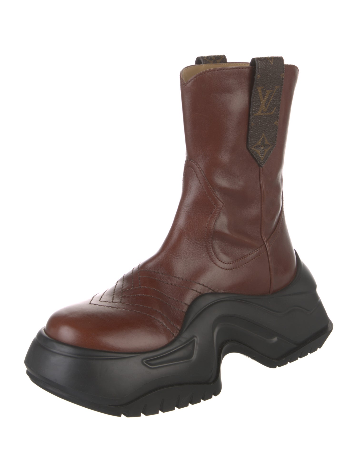 Louis Vuitton Leather Colorblock Pattern Chelsea Boots