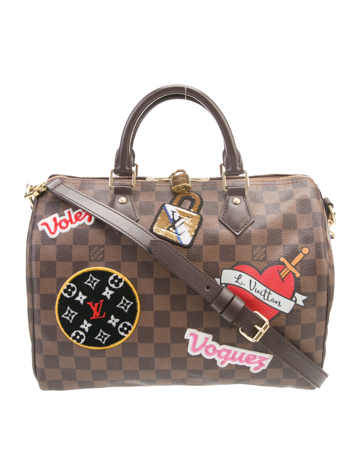 Louis Vuitton Damier Ebene Patches Speedy Bandouliere 30