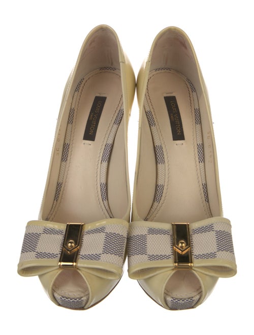 Louis Vuitton Damier Azur Pattern Patent Leather Pumps