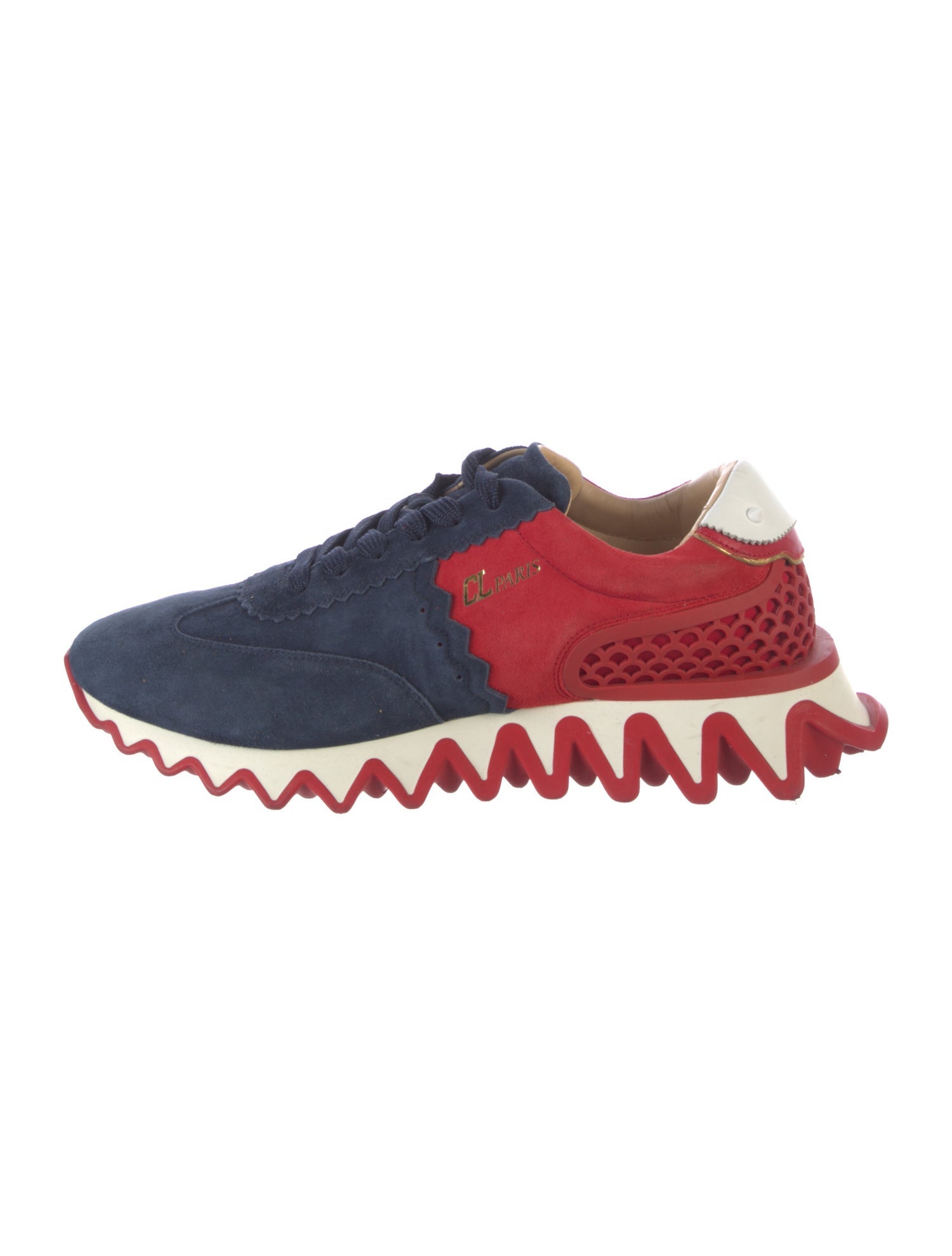 Christian Louboutin Suede Colorblock Pattern Athletic Sneakers