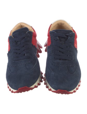 Christian Louboutin Suede Colorblock Pattern Athletic Sneakers