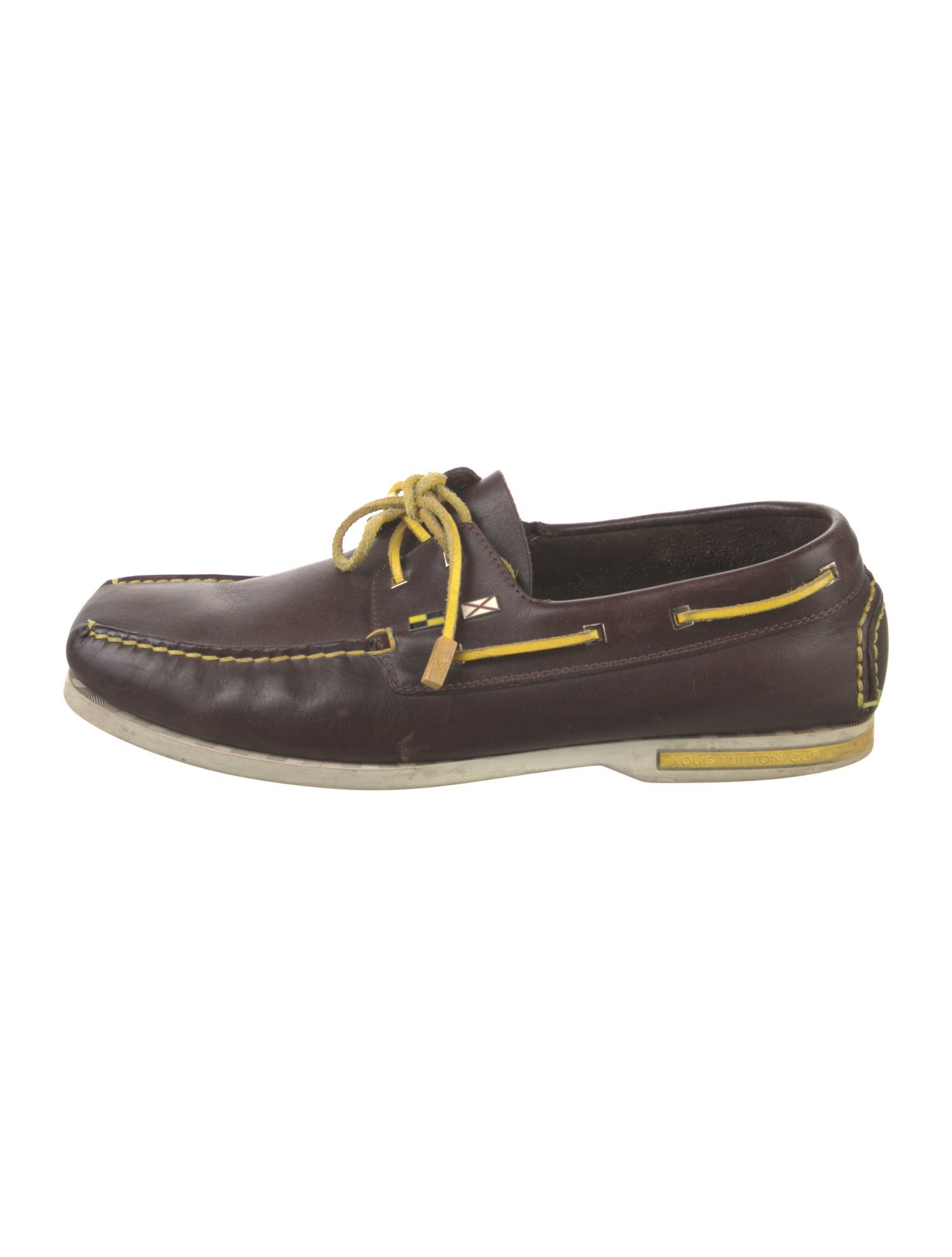 Louis Vuitton Leather Whipstitch Trim Boat Shoes