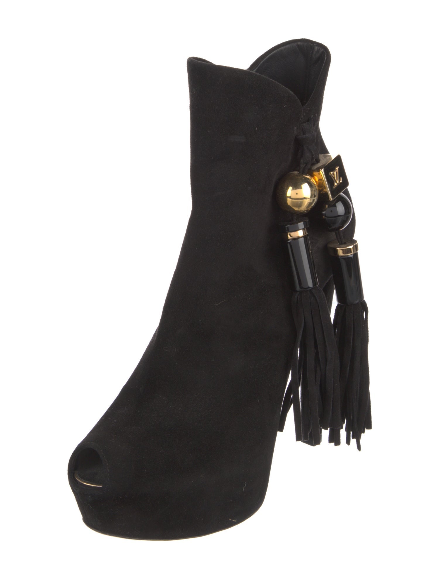 Louis Vuitton Suede Tassel Accents Boots