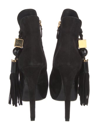 Louis Vuitton Suede Tassel Accents Boots