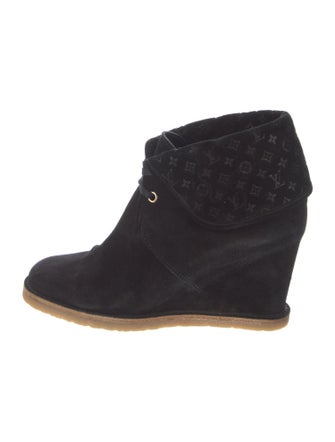 Louis Vuitton LV Monogram Suede Lace-Up Boots