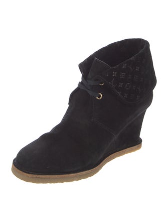 Louis Vuitton LV Monogram Suede Lace-Up Boots
