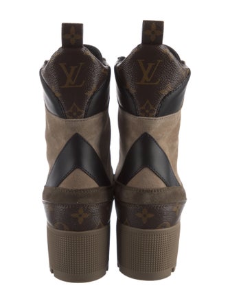 Louis Vuitton Monogram Pattern Suede Combat Boots