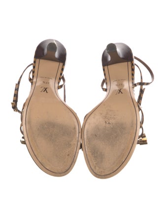 Louis Vuitton Damier Ebene Pattern Patent Leather Slingback Sandals