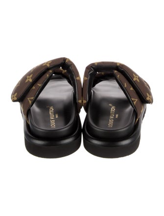Louis Vuitton LV Monogram Leather Trim Embellishment Slides