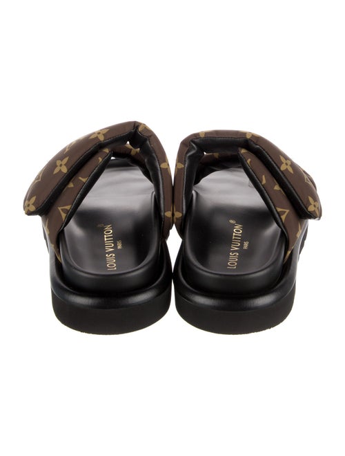 Louis Vuitton LV Monogram Leather Trim Embellishment Slides