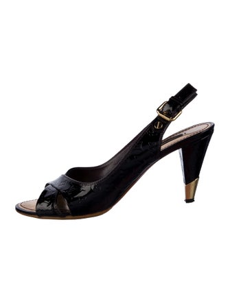 Louis Vuitton LV Monogram Patent Leather Slingback Sandals