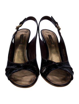 Louis Vuitton LV Monogram Patent Leather Slingback Sandals