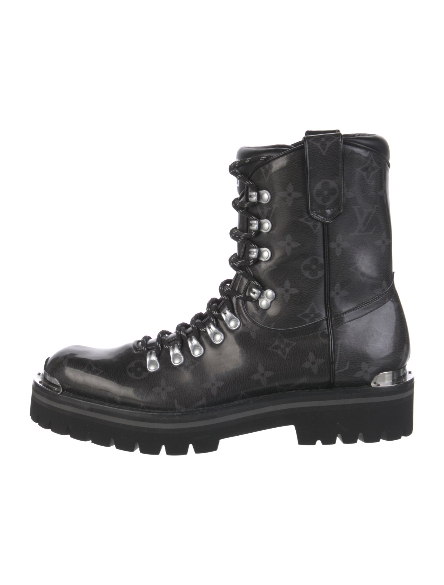 Louis Vuitton Monogram Pattern Patent Leather Combat Boots