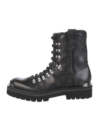 Louis Vuitton Monogram Pattern Patent Leather Combat Boots