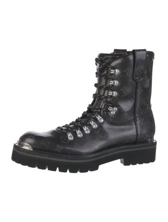 Louis Vuitton Monogram Pattern Patent Leather Combat Boots