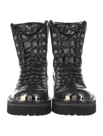 Louis Vuitton Monogram Pattern Patent Leather Combat Boots
