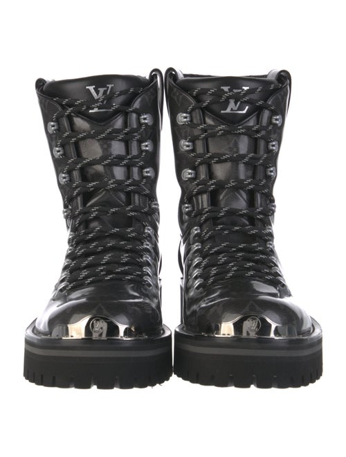 Louis Vuitton Monogram Pattern Patent Leather Combat Boots