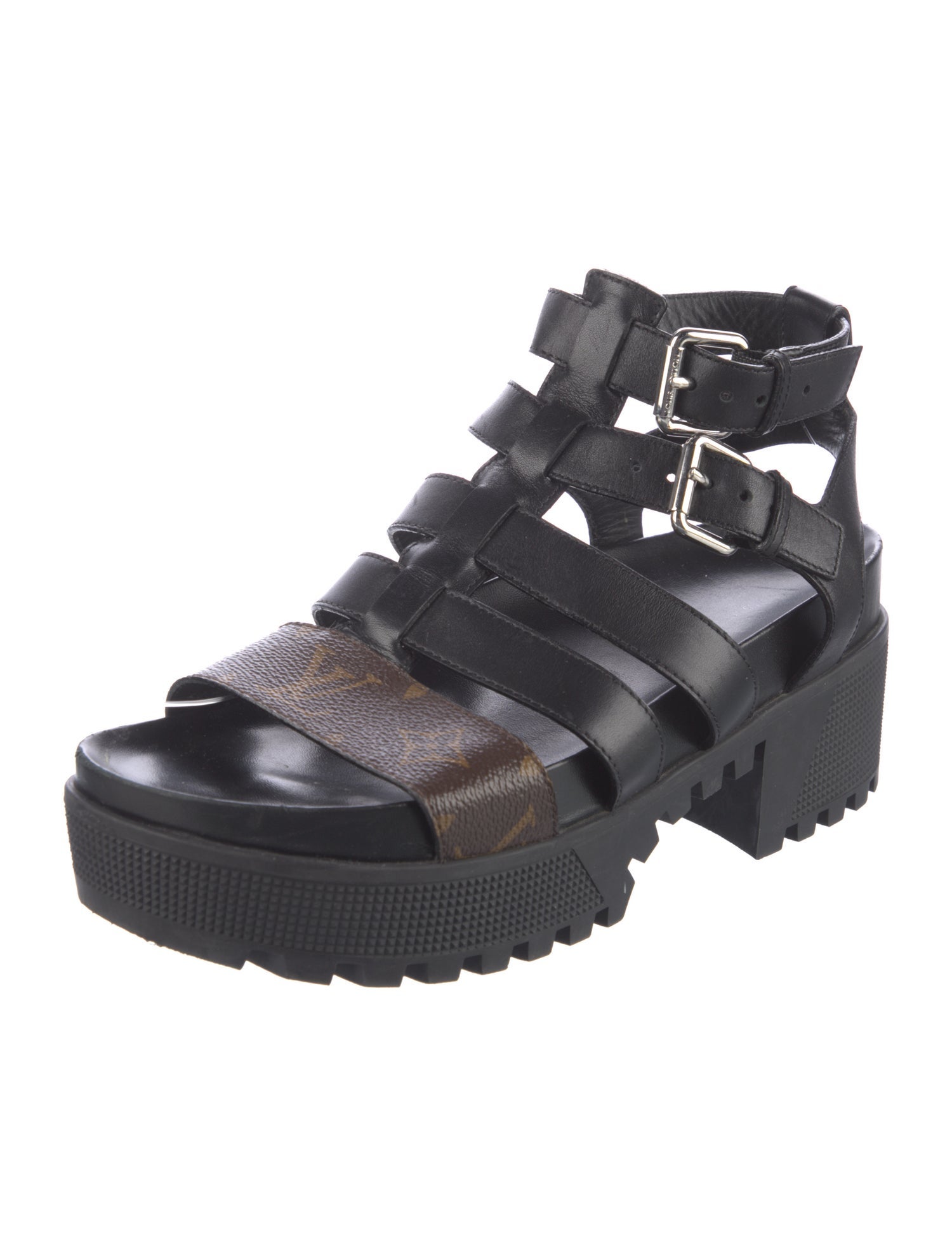 Louis Vuitton LV Monogram Leather Gladiator Sandals