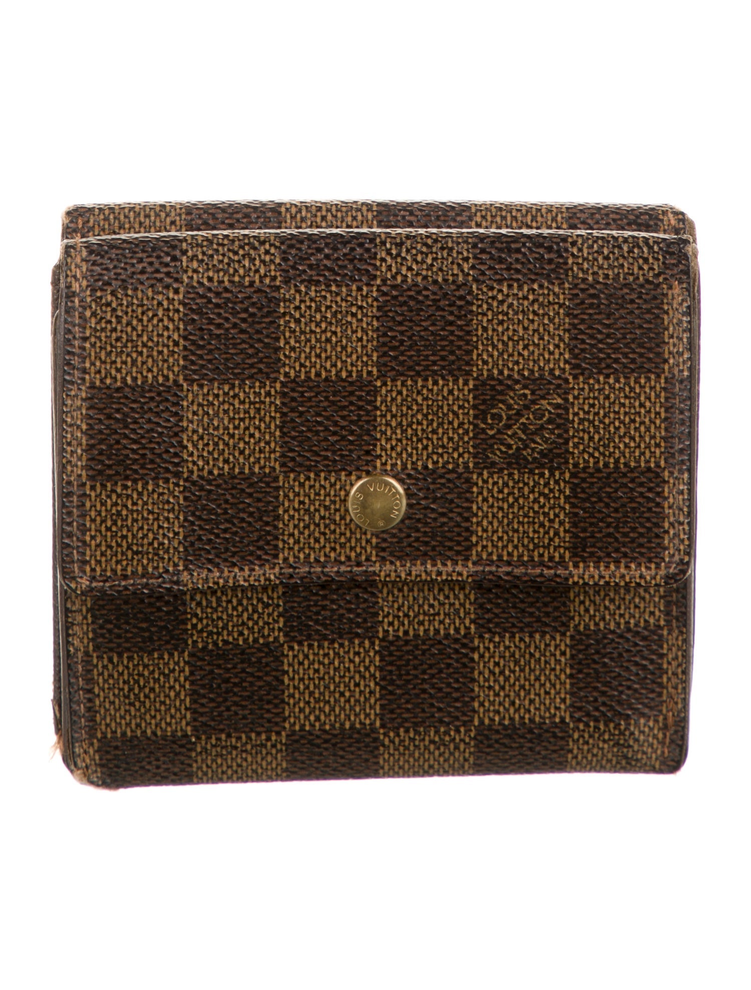 Louis Vuitton Damier Ebene Pattern Coated Canvas Elise Wallet