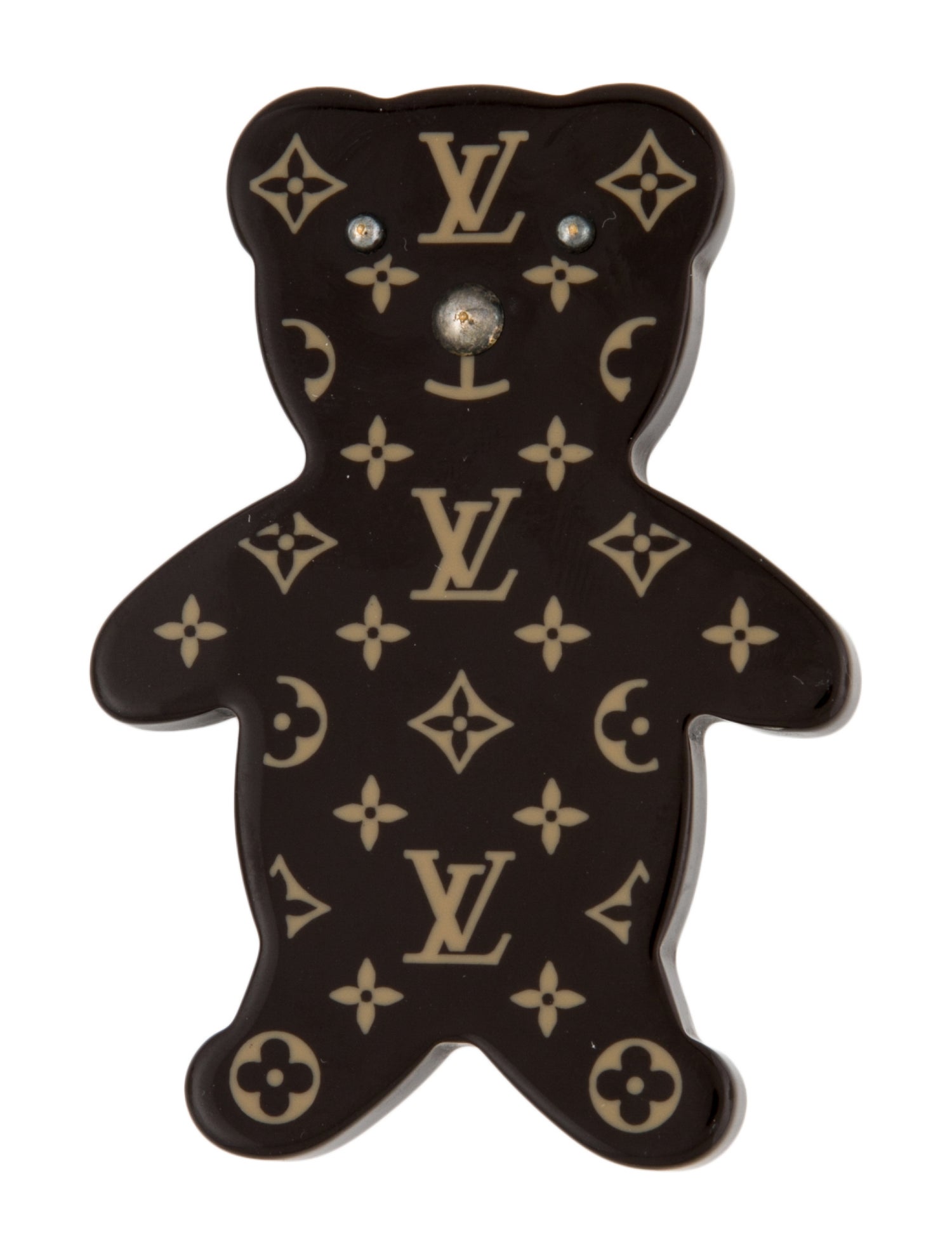 Louis Vuitton Resin Monogram Teddy Bear Brooch Pin