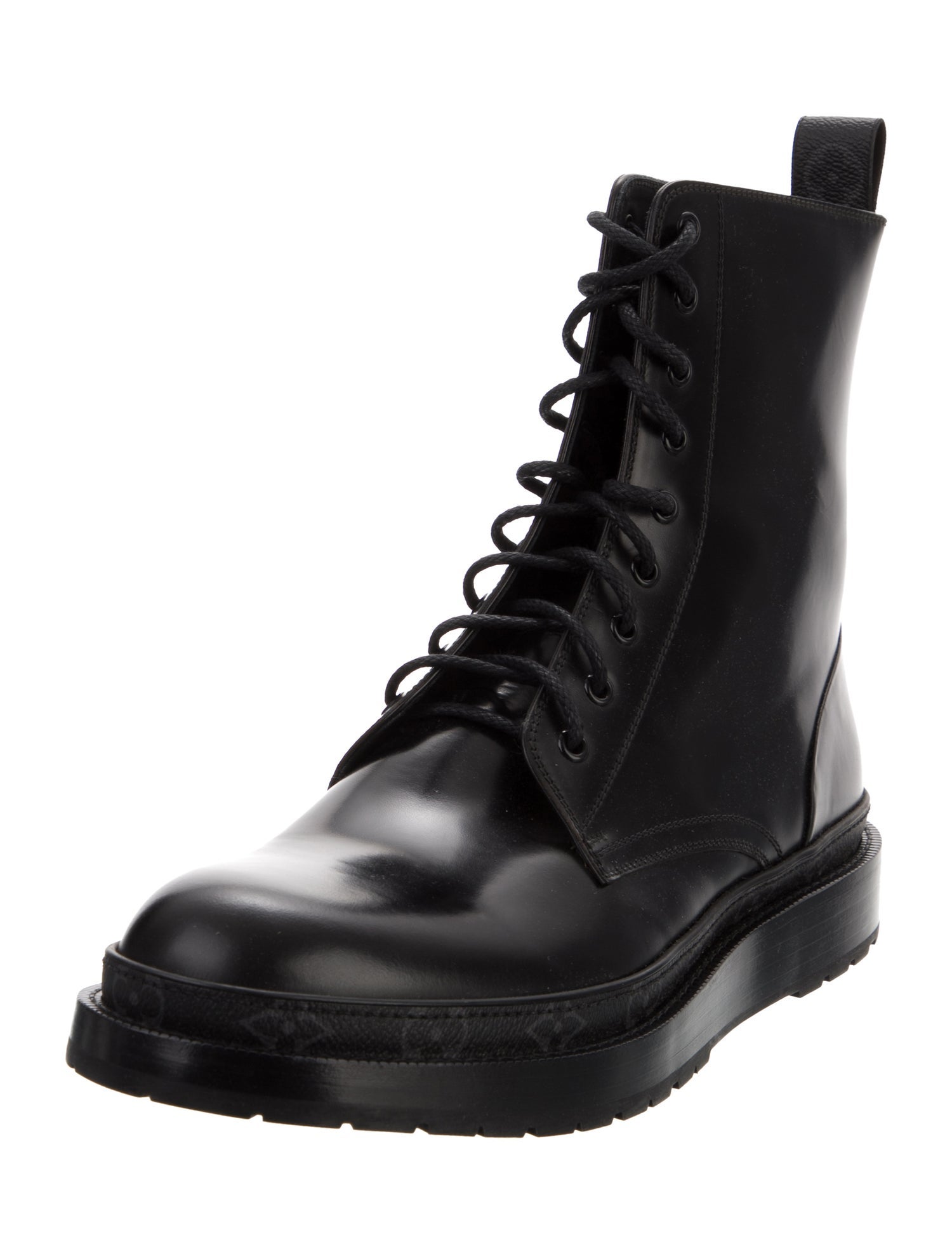 Louis Vuitton Monogram Eclipse Leather Combat Boots