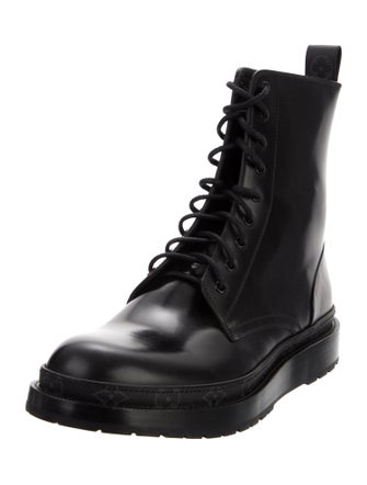 Louis Vuitton Monogram Eclipse Leather Combat Boots