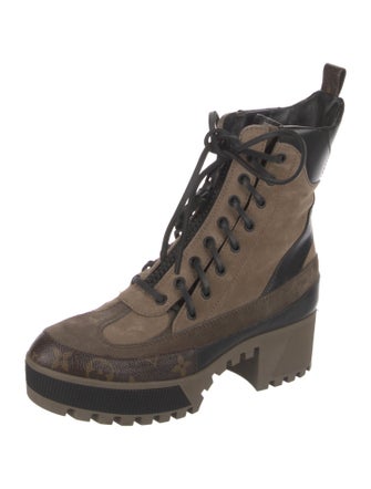 Louis Vuitton LV Monogram Suede Combat Boots