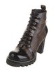 Louis Vuitton LV Monogram Leather Trim Embellishment Combat Boots