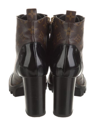 Louis Vuitton LV Monogram Leather Trim Embellishment Combat Boots