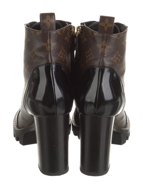 Louis Vuitton LV Monogram Leather Trim Embellishment Combat Boots