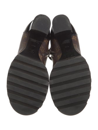 Louis Vuitton LV Monogram Leather Trim Embellishment Combat Boots