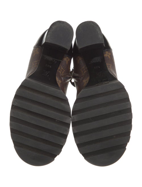 Louis Vuitton LV Monogram Leather Trim Embellishment Combat Boots