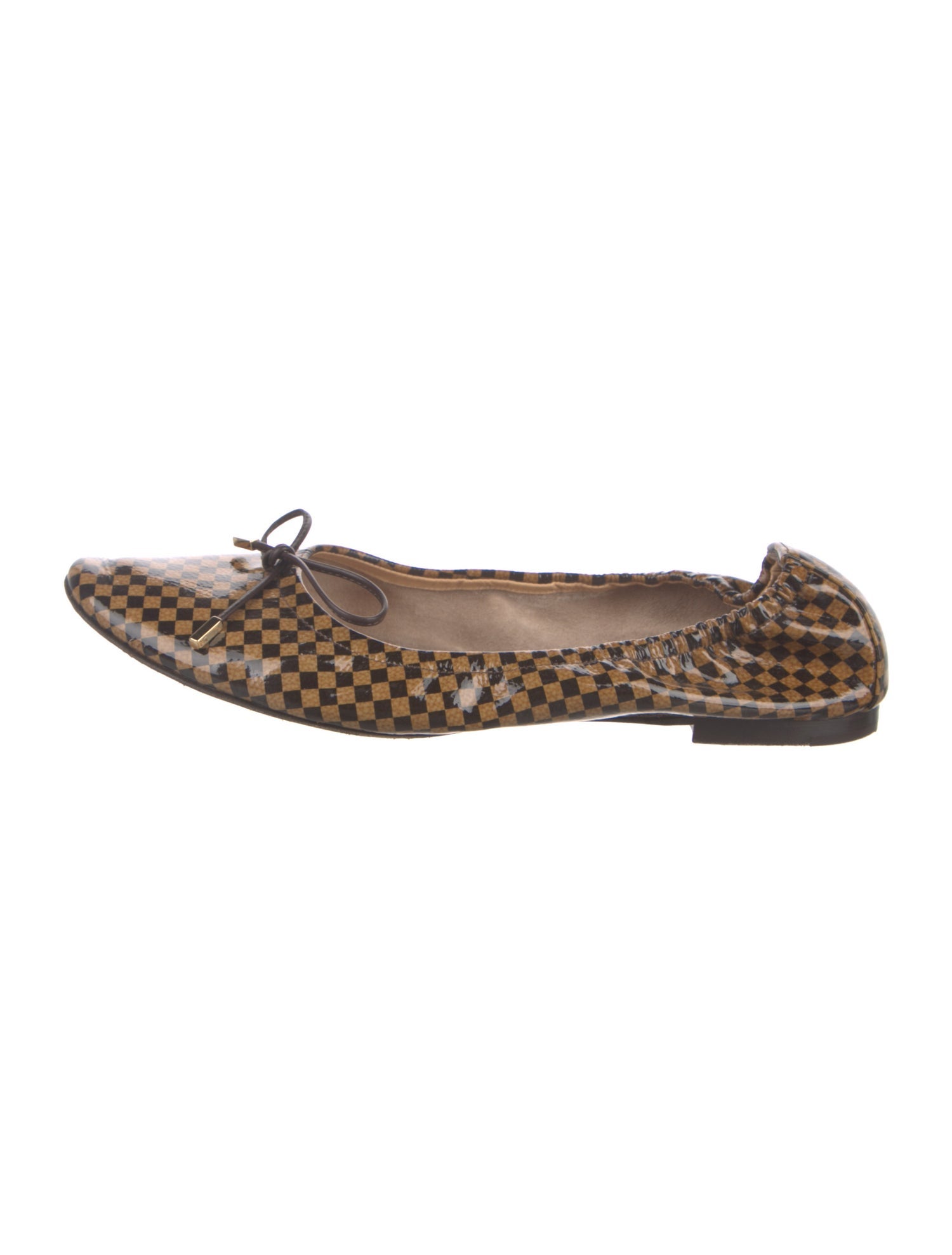 Louis Vuitton Damier Ebene Pattern Patent Leather Ballet Flats