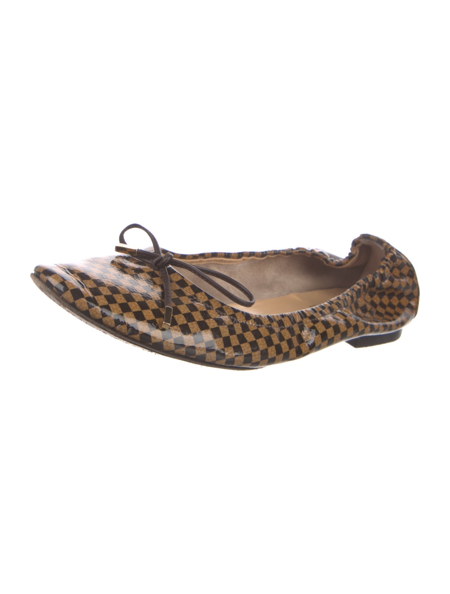 Louis Vuitton Damier Ebene Pattern Patent Leather Ballet Flats