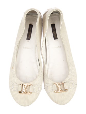 Louis Vuitton Leather Glitter Accents Ballet Flats
