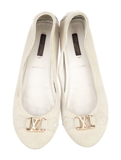 Louis Vuitton Leather Glitter Accents Ballet Flats