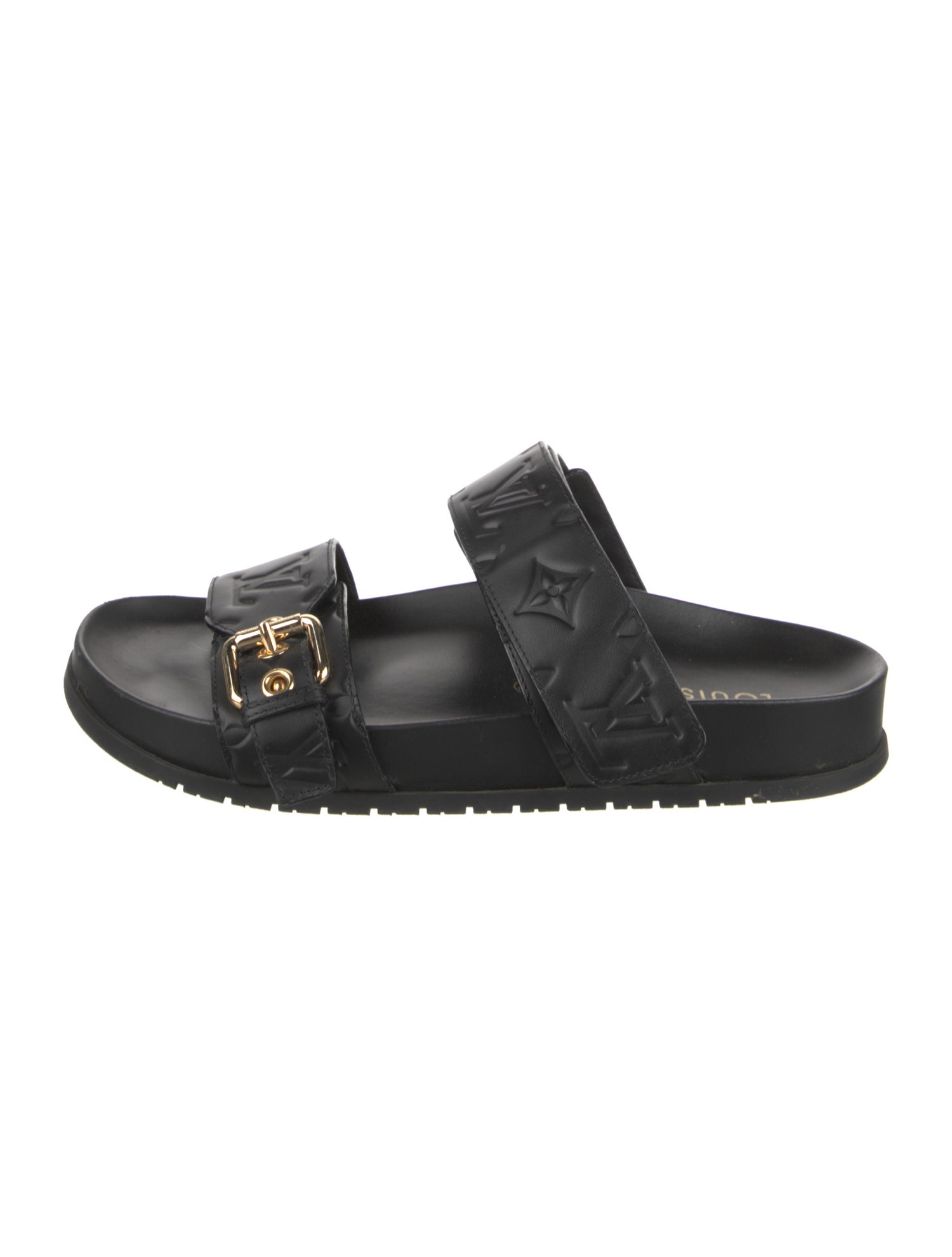Louis Vuitton LV Monogram Embossed Leather Slides