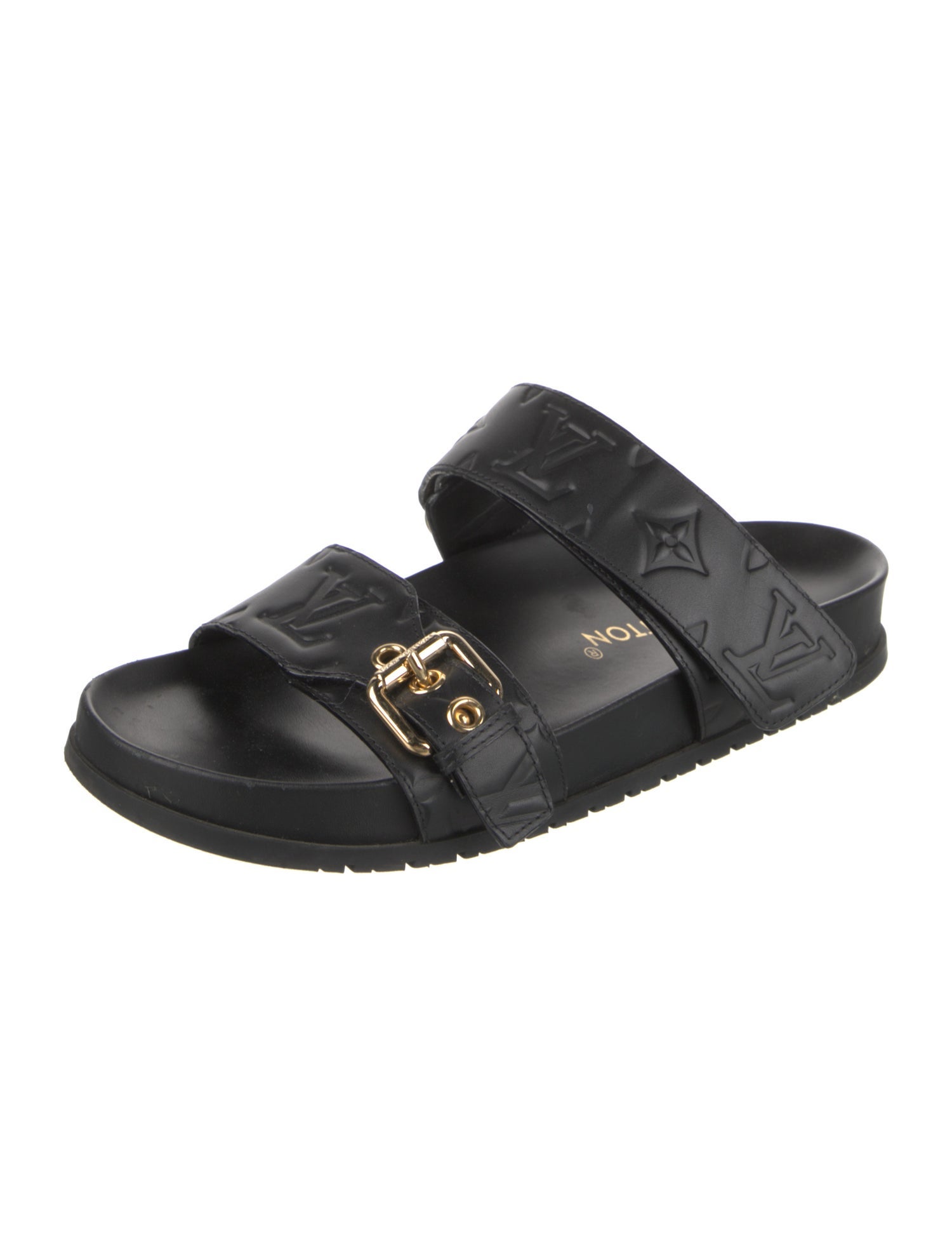 Louis Vuitton LV Monogram Embossed Leather Slides