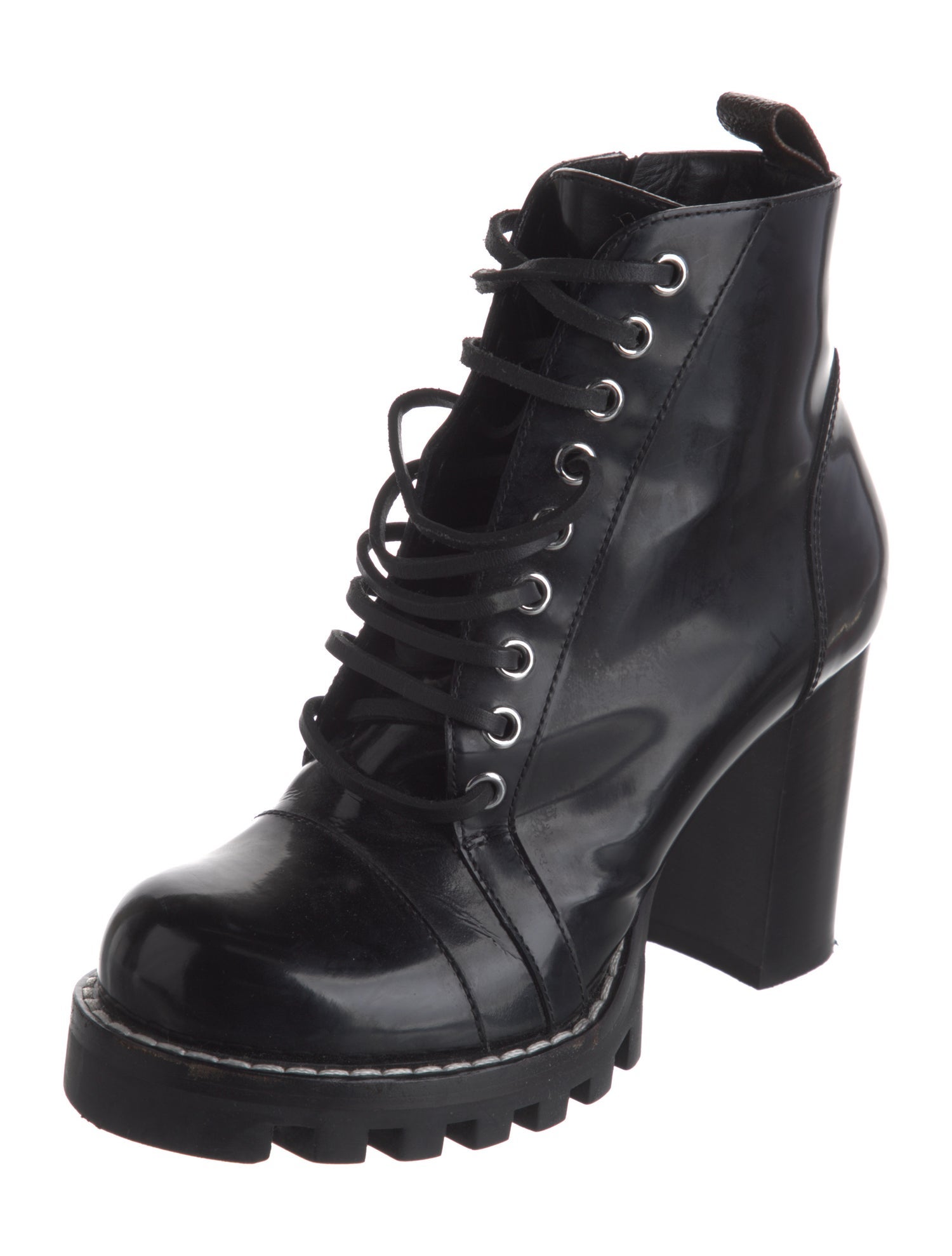 Louis Vuitton Patent Leather Lace-Up Boots