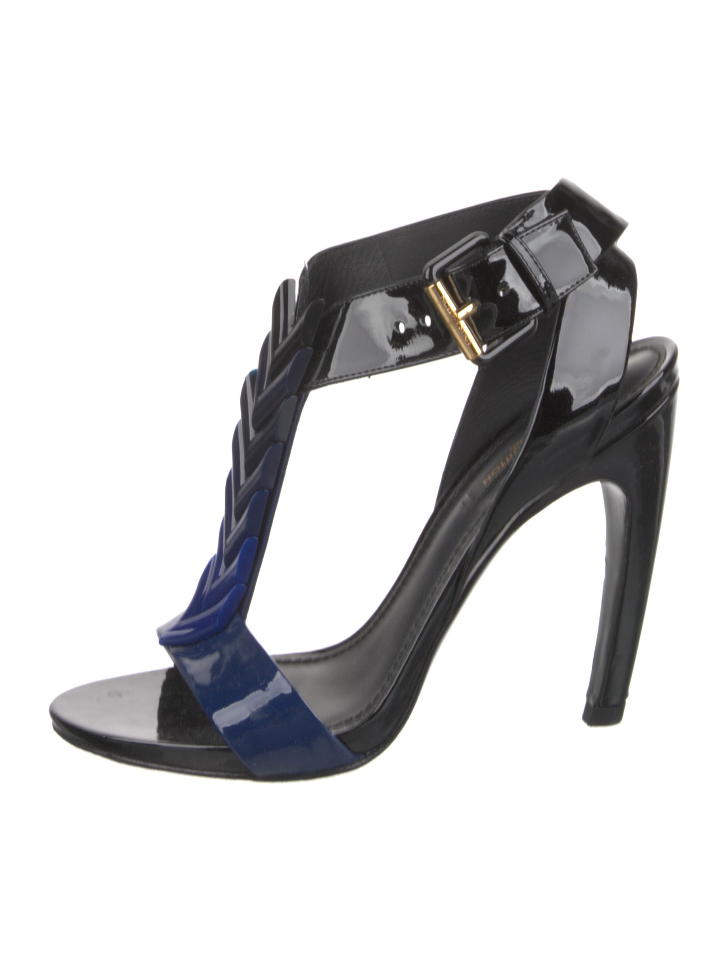 Louis Vuitton Patent Leather Colorblock Pattern T-Strap Sandals
