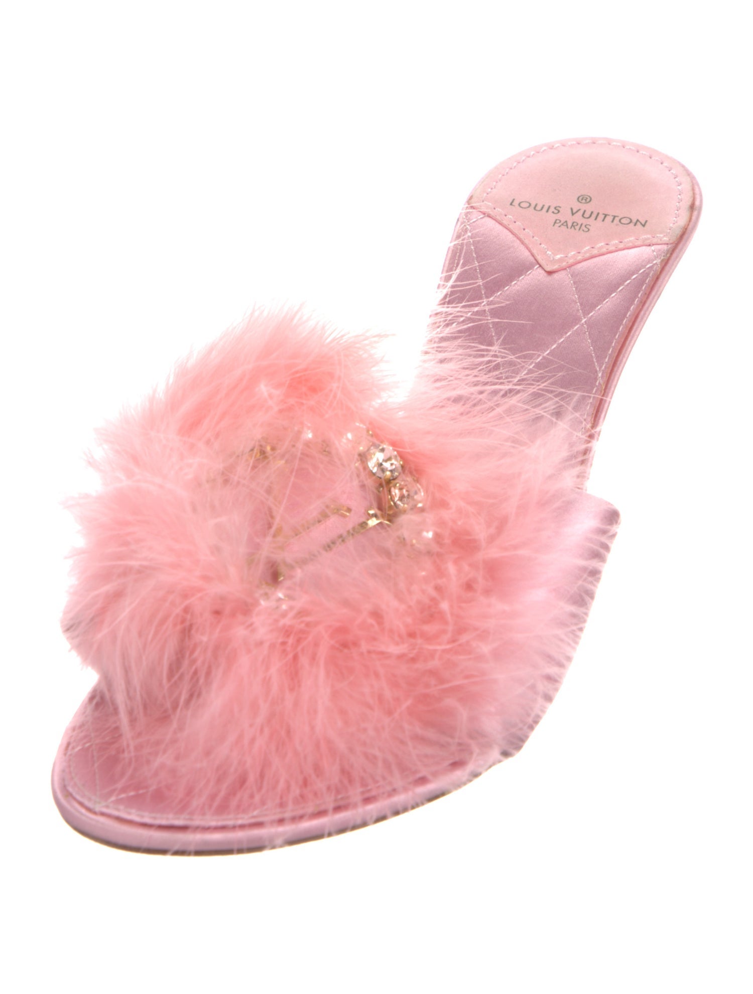 Louis Vuitton Satin Crystal Embellishments Slides