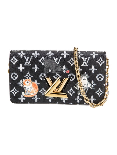 Louis Vuitton Coated Canvas Catogram Twist Wallet On Chain