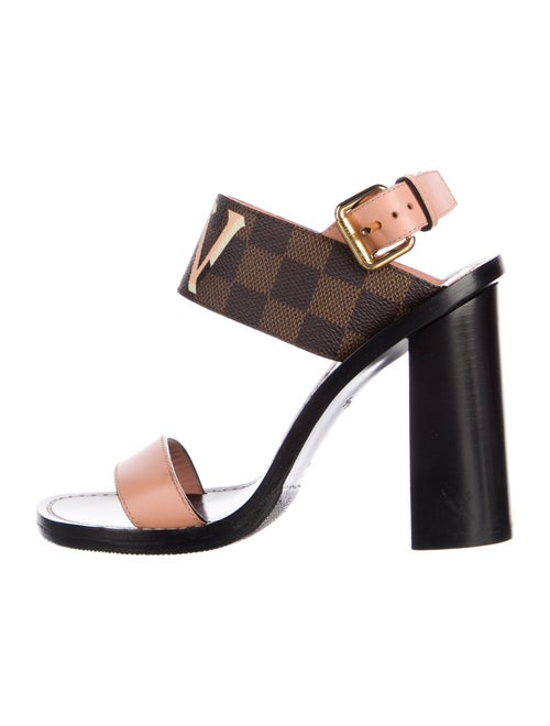Louis Vuitton Damier Ebene Pattern Slingback Sandals