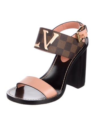Louis Vuitton Damier Ebene Pattern Slingback Sandals