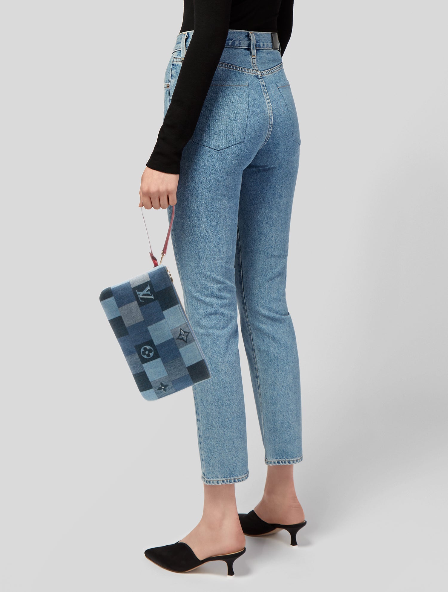 Louis Vuitton Denim Patchwork Neverfull Pouch